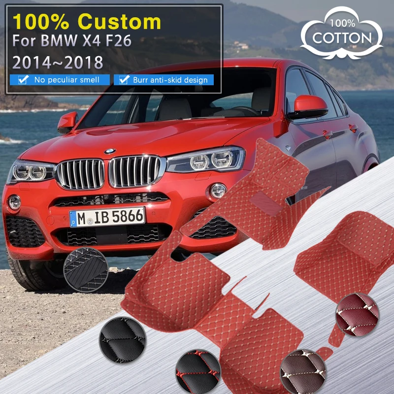 

Car Floor Mats For BMW X4 F26 MK1 2014~2018 Leather Luxury Mat Rug Covers Anti Dirt Pad Carpet Car Accessories Interior Parts