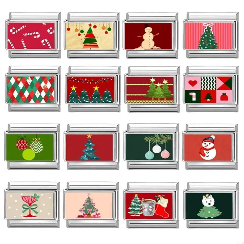 

A0KD Christmas Jewelry Making Part Charm Link Stainless Steel Texture for Bracelet