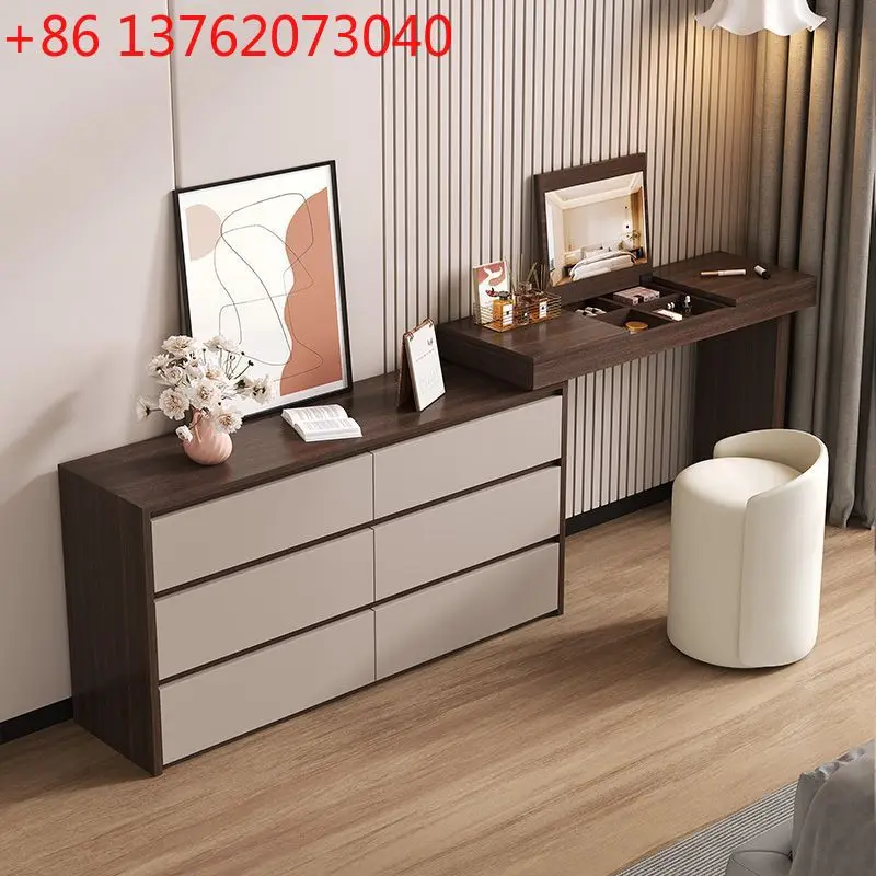 

Комод для главной спальни из цельного дерева, простой современный столик для макияжа, шкаф для хранения, встроенный светильник, роскошный флип