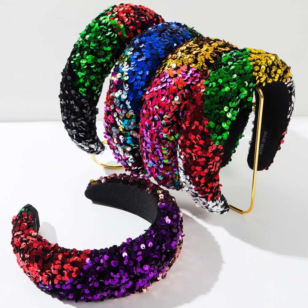 

Korea New Colorful Sequined Sponge Headband Temperament Stage Hair Accessories