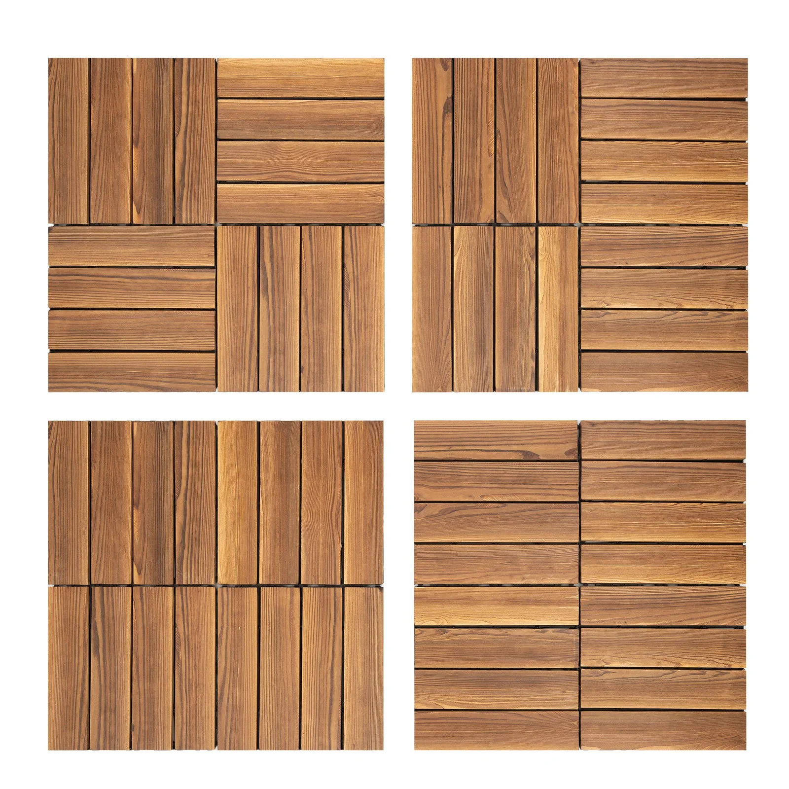 36 Pack Hardwood Interlocking Wood Interlocking Flooring Tiles Interlocking Patio Tiles Outdoor Waterproof Balcony Floor Tiles