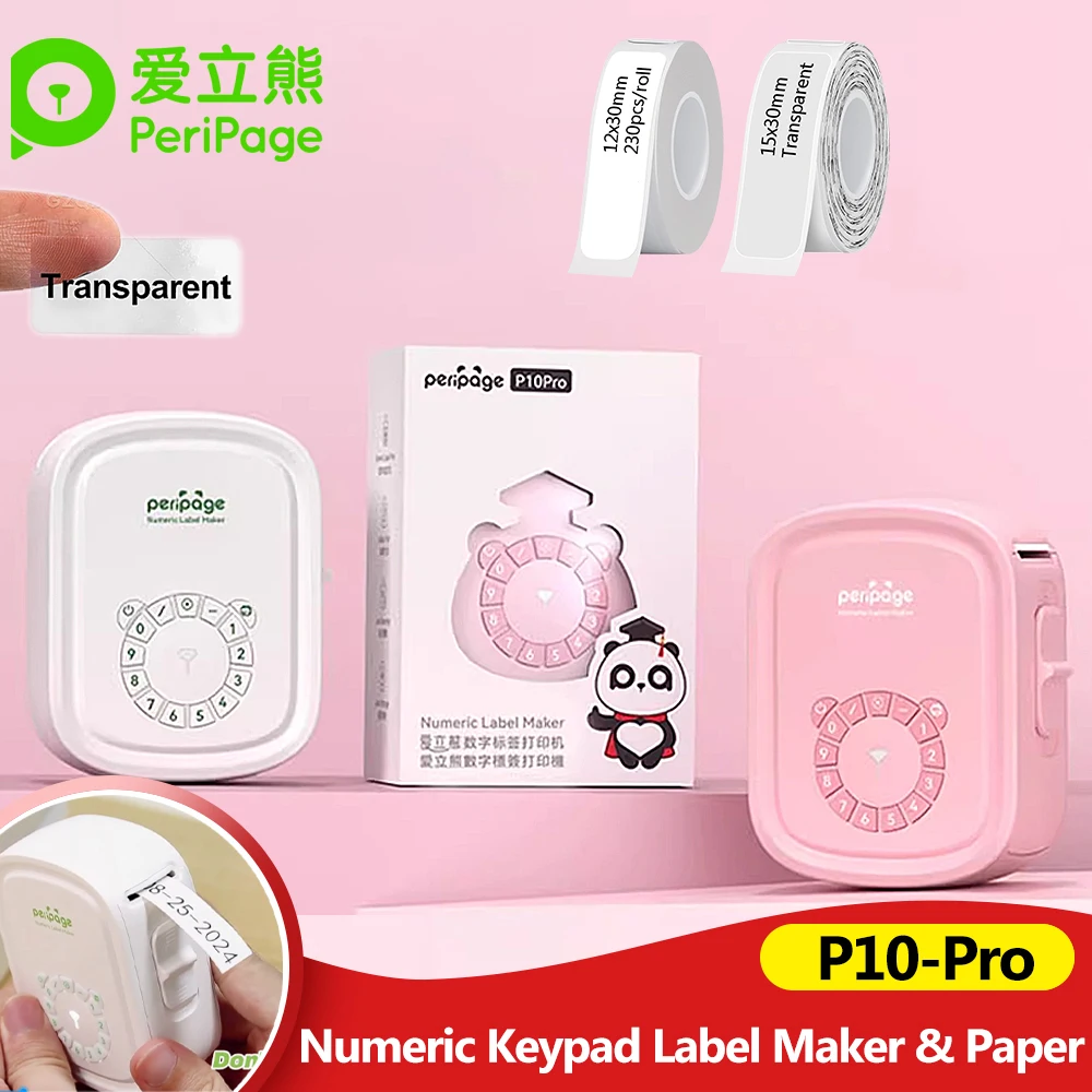 Peripage P10-Pro Mini Portable Thermal Printer Inkless Self-Adhesive Label Maker & 6Rolls Stickers Printing Labeling Machine