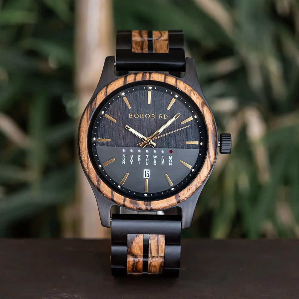 New Man Wooden Quartz Watches BOBO BIRD Wedding Groomsman Watch Vintage Men Watch With Calendar Original Luxury Wristwatch Gift