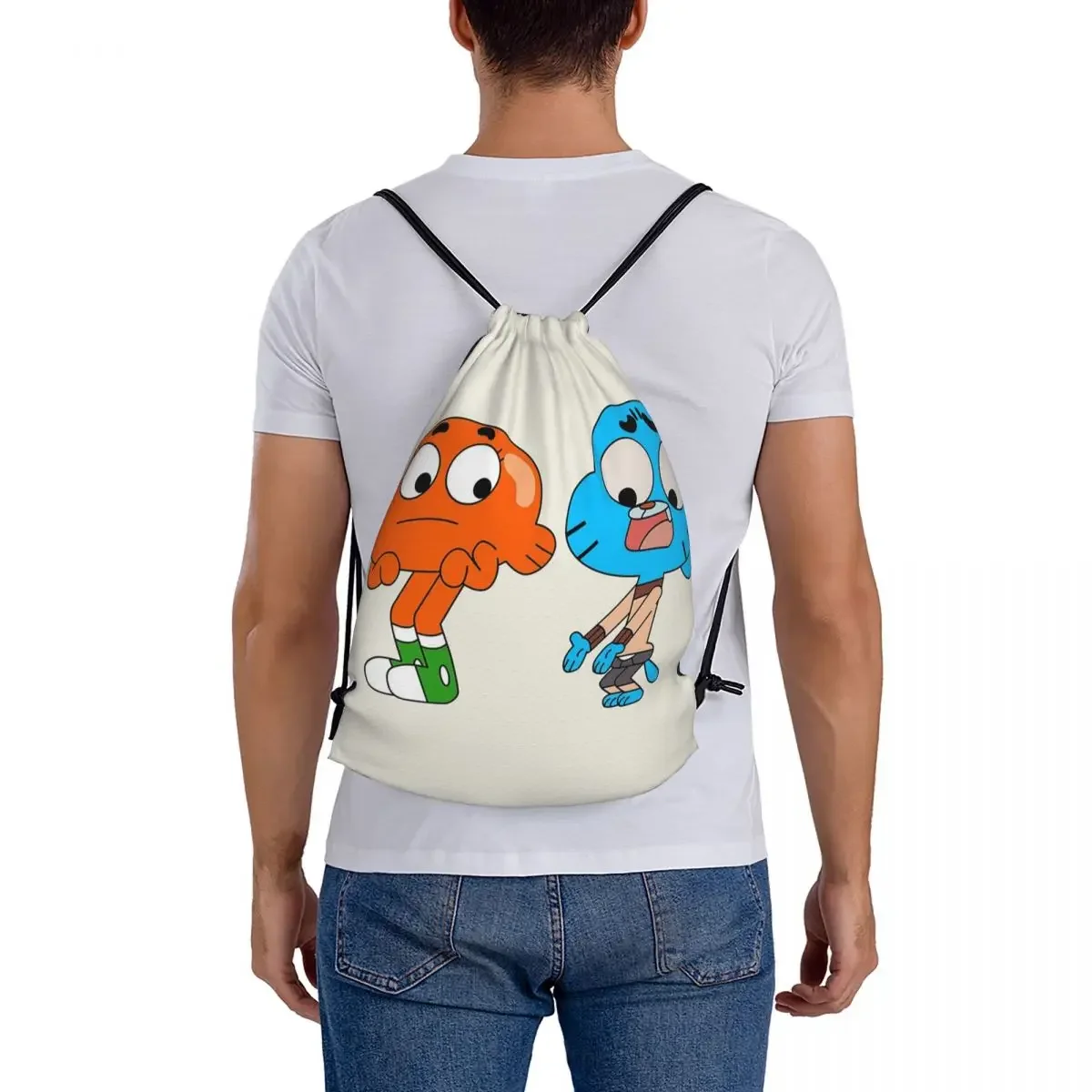 Gumball And Darwin, What The What Backpacks Drawstring Bags Drawstring Bundle Pocket Shoes Bag BookBag For Travel Students