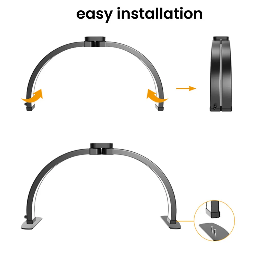 반달 네일 테이블 램프 접이식 LED 조명, 리모컨 초승달 모양 매니큐어, 데스크탑 조명 아치, 미용실 채우기 조명