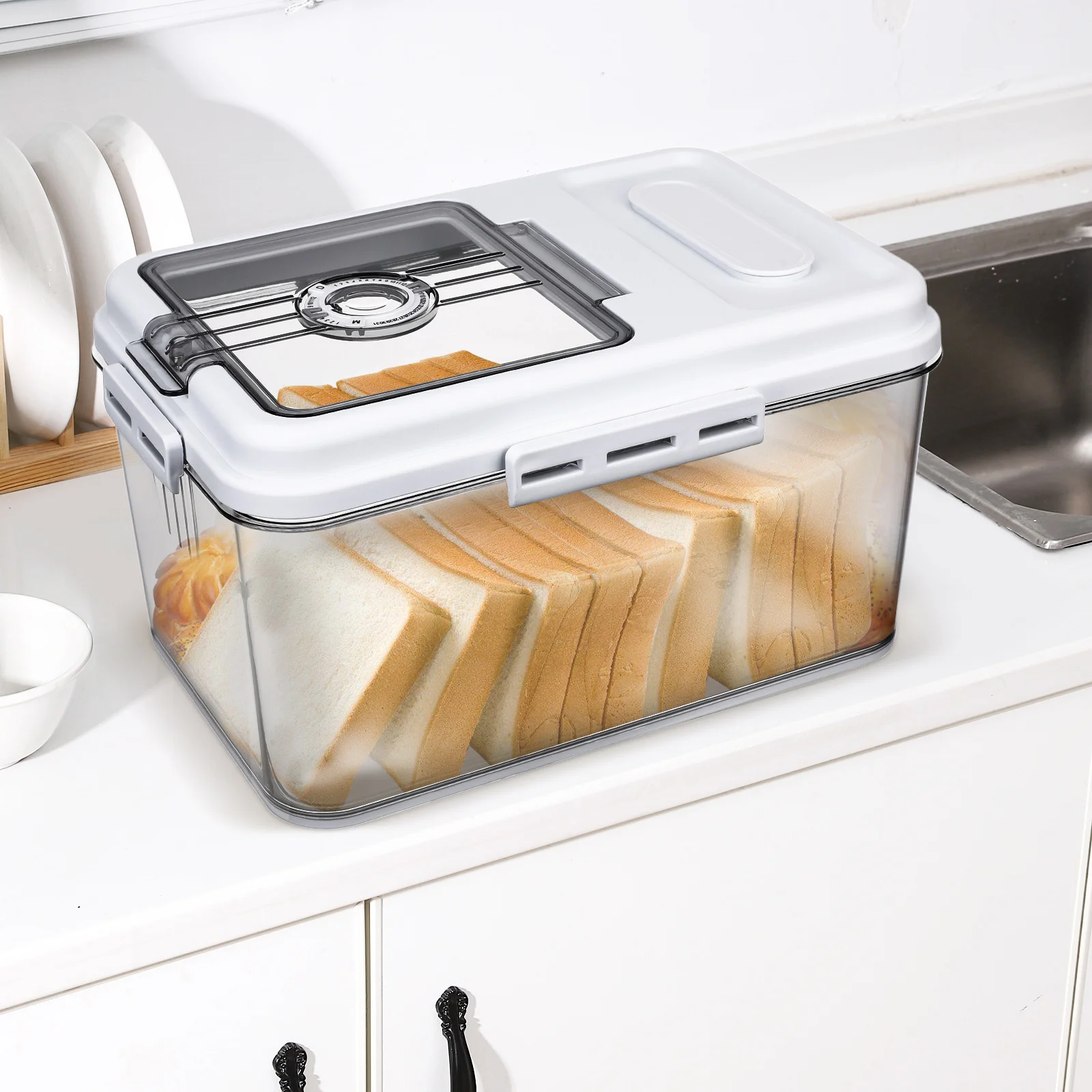 

Rice Storage Container Airtight Pet For Rice Flour Grain Cereal Dry Food Organizer Countertop Bread Pet