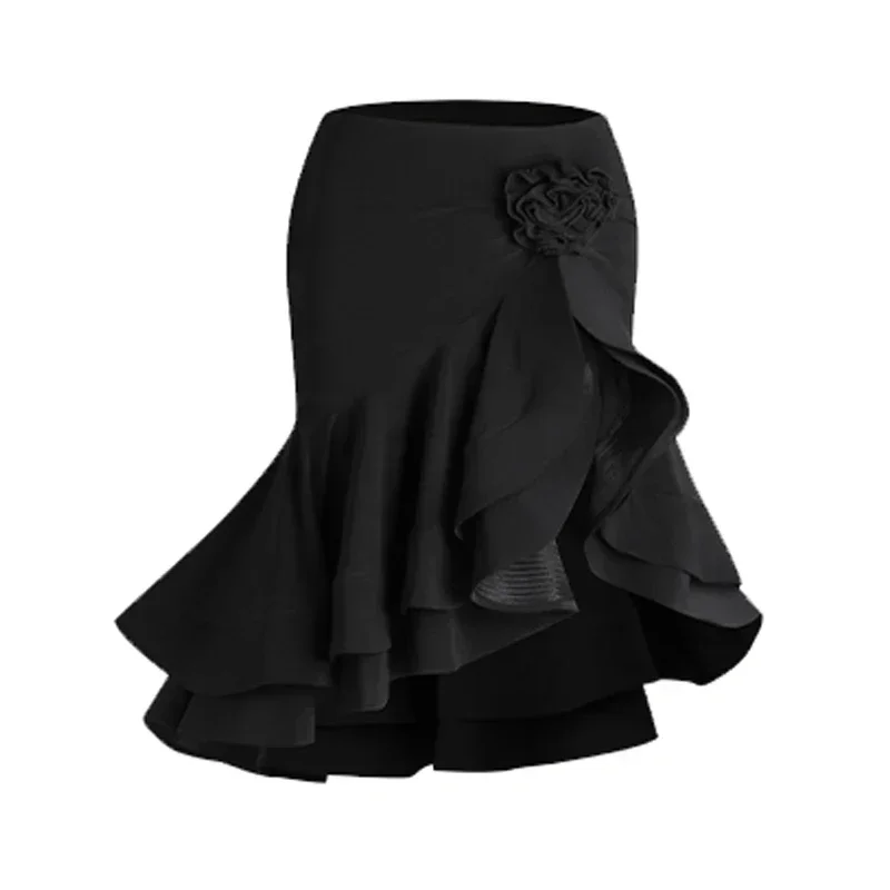 Nueva falda de baile latino para niñas, conjunto de falda corta de manga larga, trajes de competición de actuación Cha Samba, vestido negro burdeos