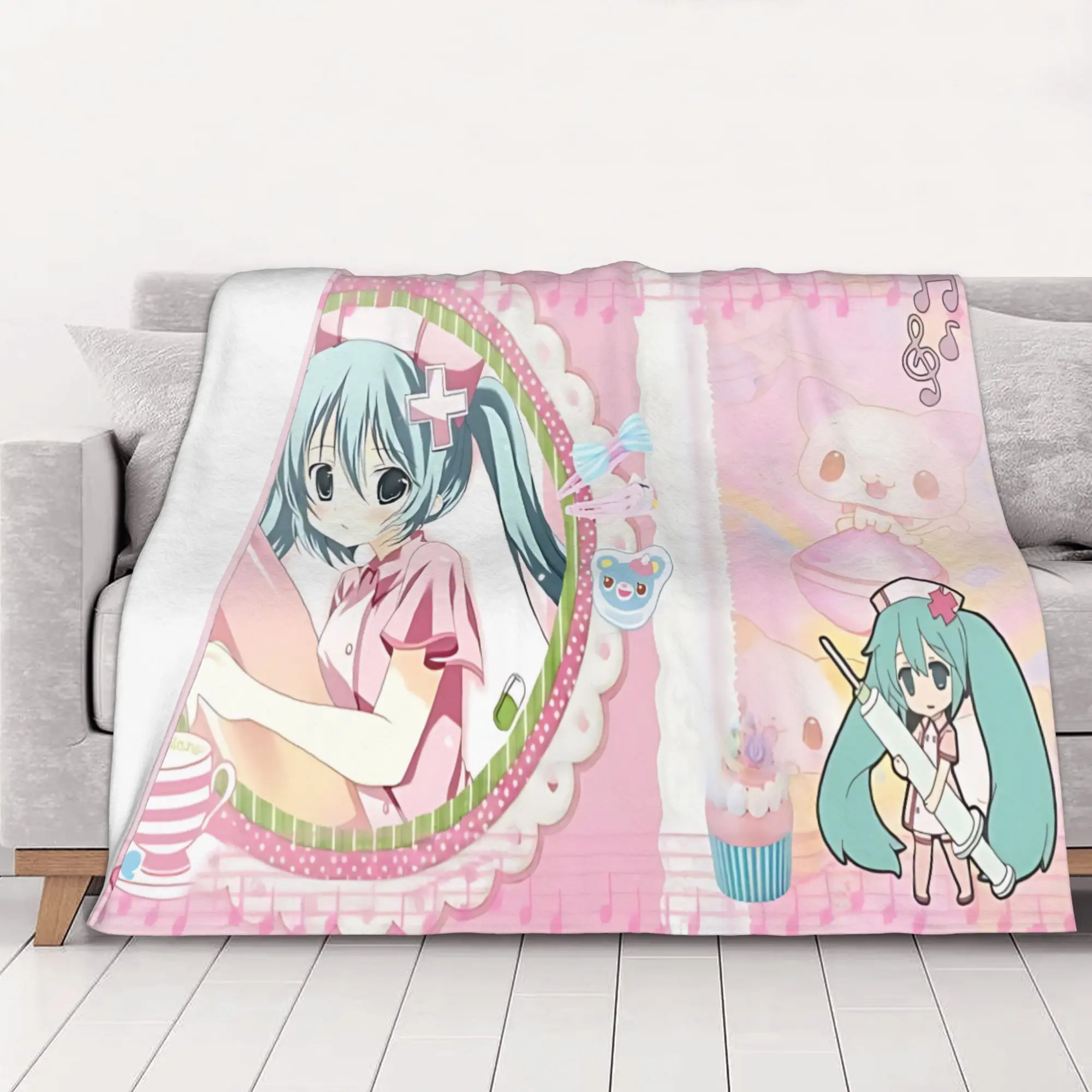 1PC Your Christmas Gift  Hatsune Miku  home room decorations Winter Blankets for Adults Bedding Home Interior Sofa Knee