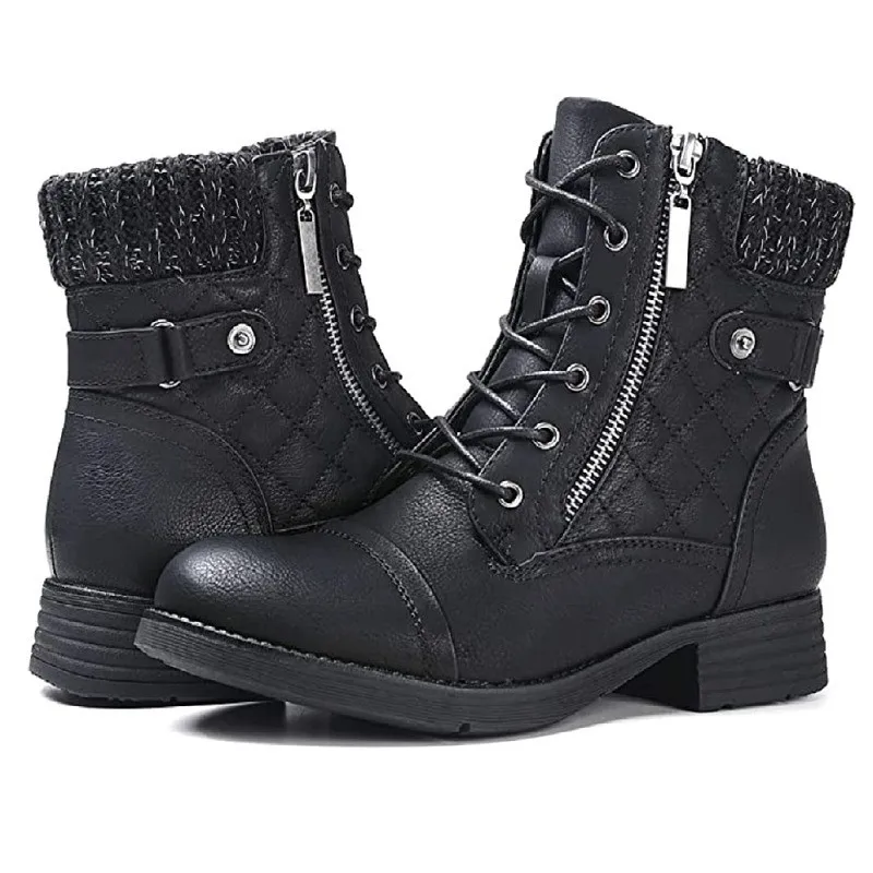 New Front Lace Up Medium Boots Women 2022 Solid Round Head Women Boots Outdoor Casual Comfortable Women Shoes Shoes for Women