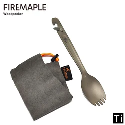 Fire Maple-cubiertos de titanio con punzón multifunción, ultraligeros, para senderismo, Camping, vajilla al aire libre, premiados ISPO Gold Winner