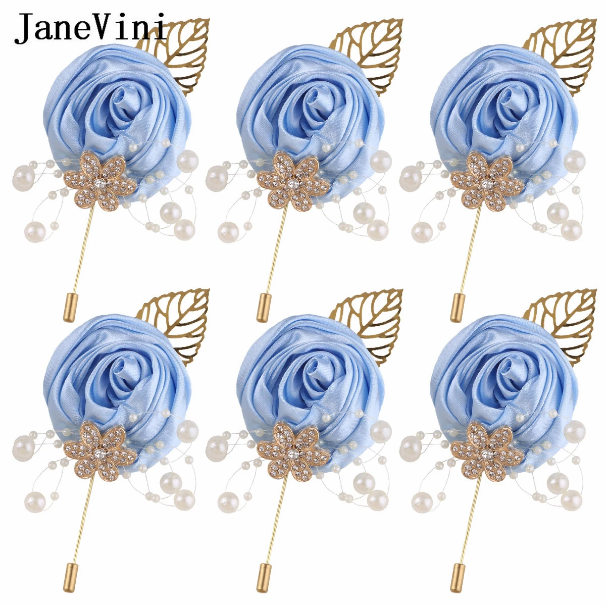 JaneVini 6 Buah Boutonniere Pengantin Pria Warna Ungu Muda untuk Pernikahan Pin Bunga Mawar Pengiring Pria Terbaik Aksesori Boutonniere Bruiloft
