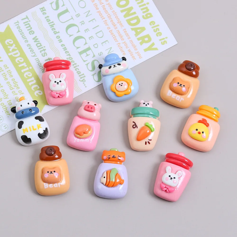 10pcs Mini Cute Cartoon Animal Beverage Cup Series Flat Back Resin Scrapbooking DIY Jewelry Craft Decoration Accessorie