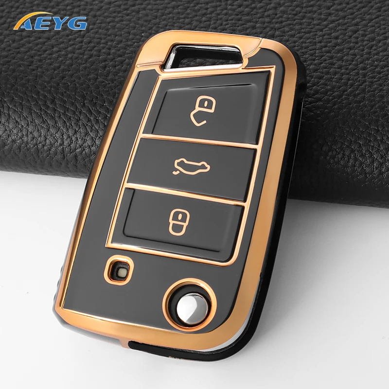 Car Key Case Cover Shell Fob For VW Volkswagen Golf 7 MK7 Tiguan MK2 Seat Ateca Leon FR Ibiza Skoda Octavia Kodiaq