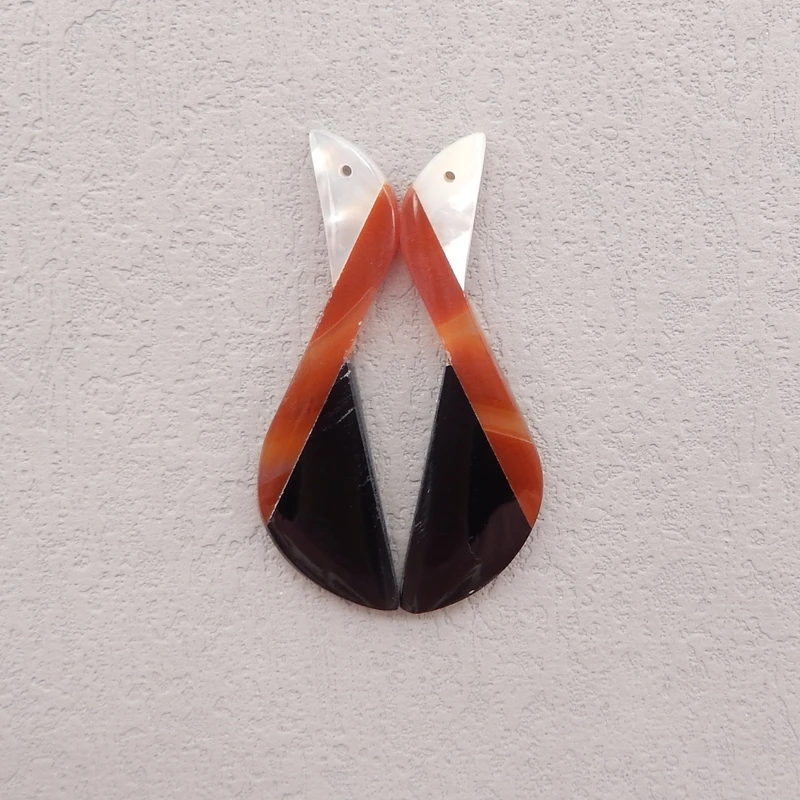 

Fashion Women's DIY Earring Beads Set with Shell Red Agate Obsidian 23x16x4mm 3.5g Jewelry Making Accessories