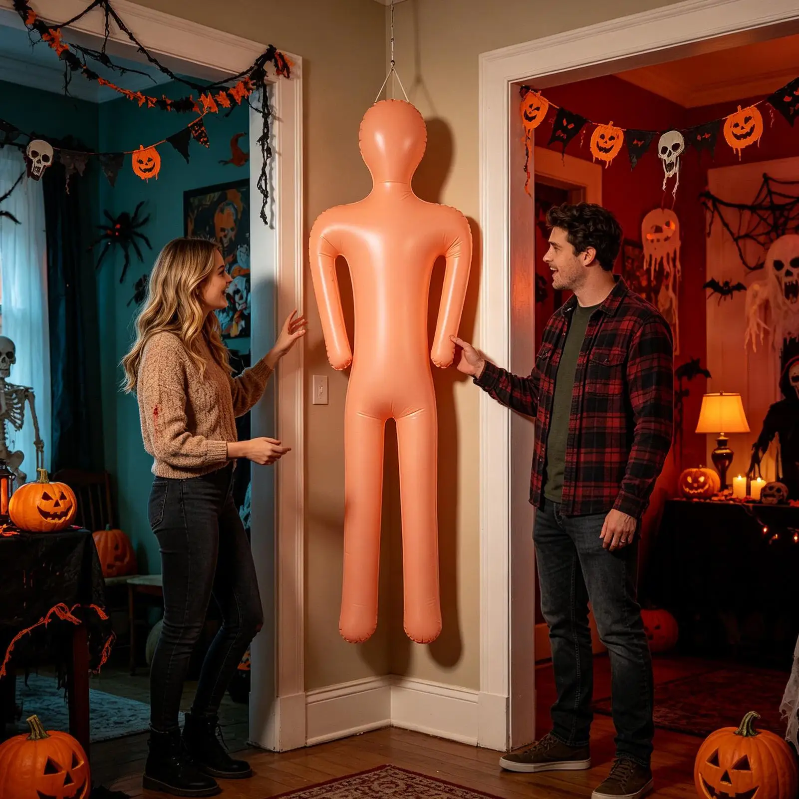 Inflatable Mannequin Halloween Garden Decoration Blow Up Fake Corpse for Homeowners Decorators Renters Home Apartment Office
