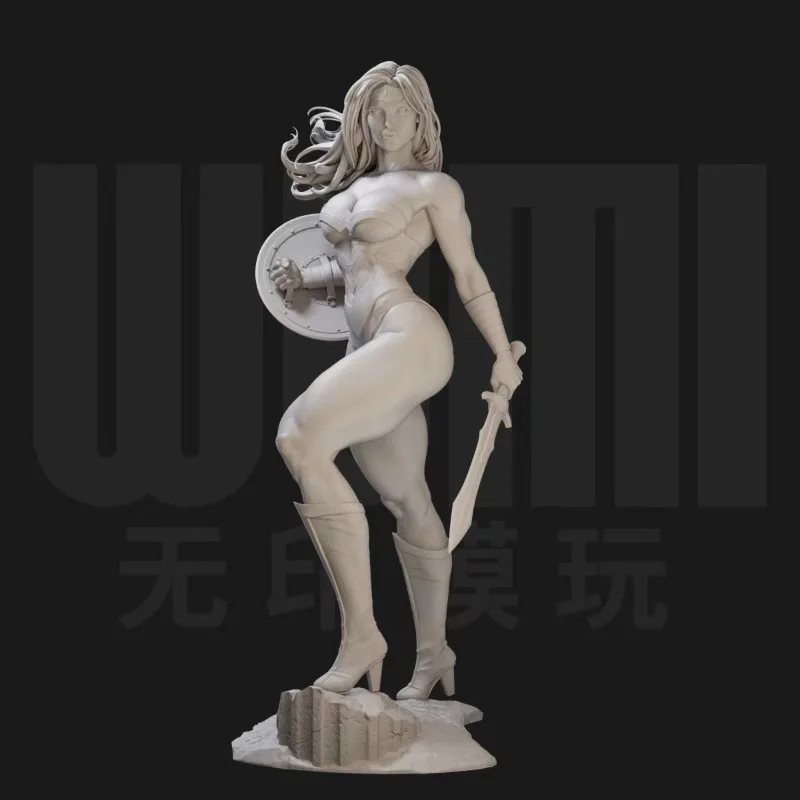 1/24 Resin Figure Model Kit Female Swordsman with Shield Fantasy Hobby Miniature Diy Toys Unassembled Unpainted Free Shipping