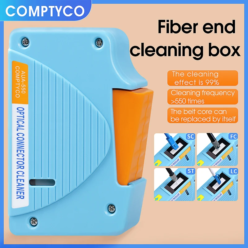 

COMPTYCO AUA-550 Fiber End Face Cleaning Box Pigtail Cleaner Cassette Fiber Wiping Tool FTTH SC/ST/FC/LC Optic Fiber Cleaner