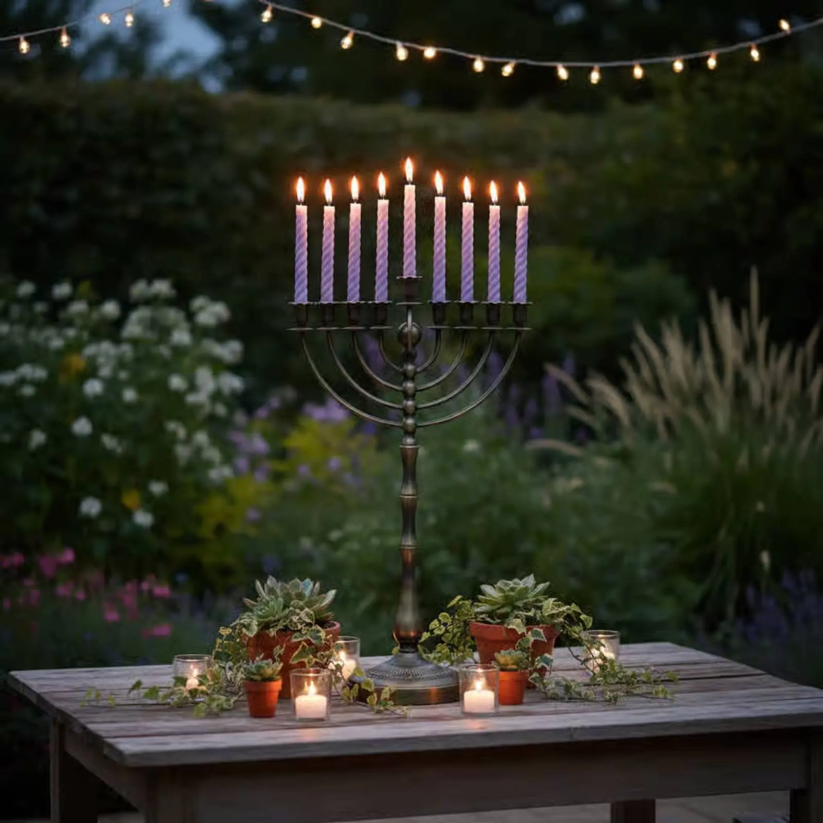 Antique Bronze Menorah Stand Metal Construction Floor Standing Candelabra Floor Candelabra Stable Base Candlestick Elegant