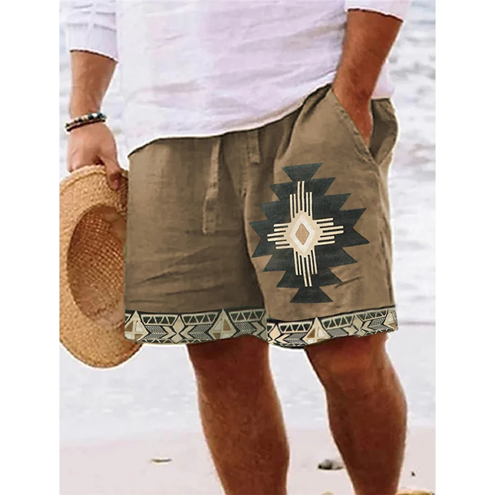 Ethnic Style 3D Print Beach Shorts Men's Vintage Casual Board Shorts Male Swimming Trunks Kids Short Pants Man Swimsuit Clothing