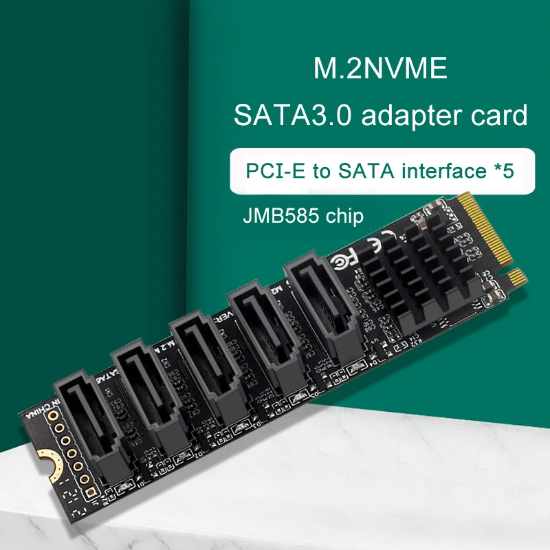 

M.2 NVME PCI-E PCIE X4 X8 X16 To 6 Port 3.0 SATA Adapter Card Riser III ASM1166 6GB/S Chassis server PC Computer Expansion