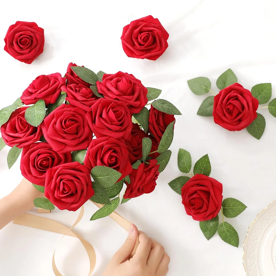 

5/10pcs Foam Rose Artificial Flowers Festival Wedding Wreath Bridal Bouquet Decor Accessory HomeRoom Outdoor Yard Garden Party