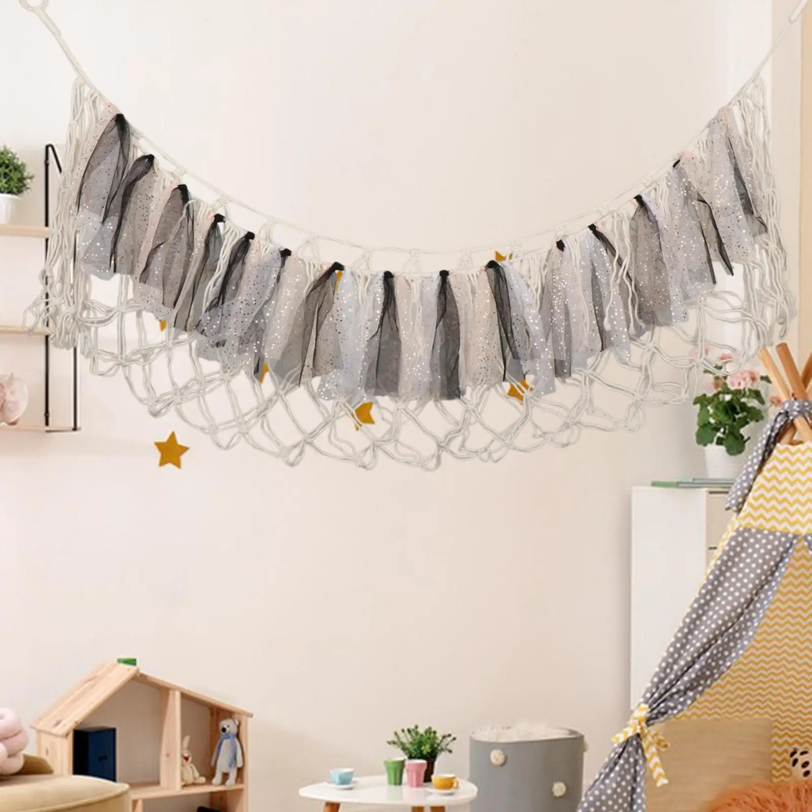Stuffed Animal Hammock Plush Toy Storage Net Large Room Decoration Portable Corner Hanging Organizing for Kids Room Playroom