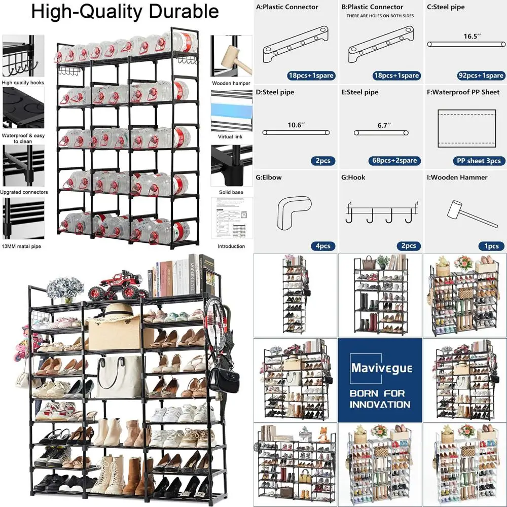 

Металлическая 9-ярусная полка для обуви — вмещает 50-55 пар, идеально подходит для хранения обуви, сапог, а также для прихожих, гардеробных и гаражей.