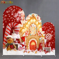 Christmas Arch Backdrop Cover Red Lollipop Dessert Snowflake Birthday Decorations Background Photography Party Props Photocall