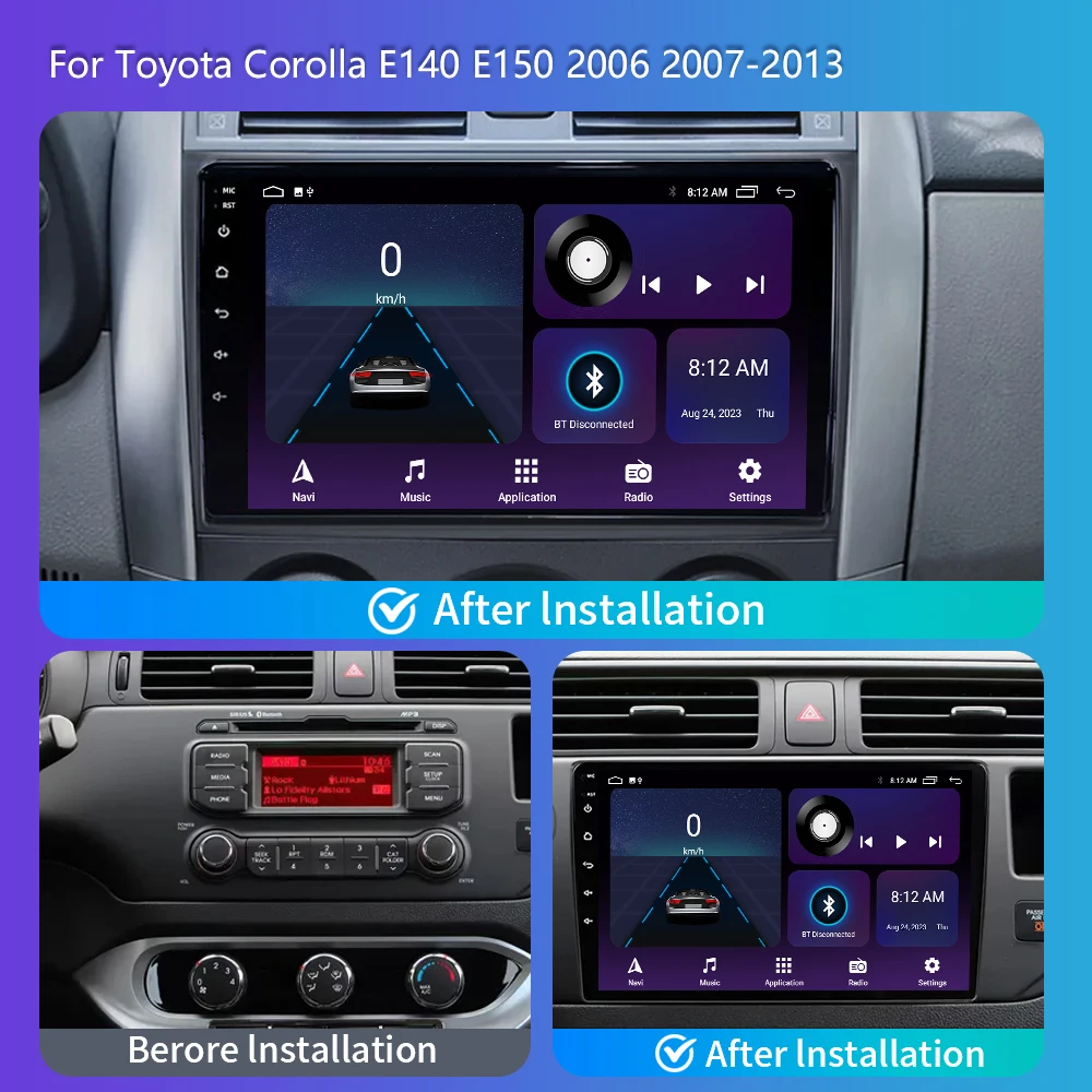 2 Din Android 13 For Toyota Corolla E140 E150 2006 2007-2013 Car Radio Multimedia Player GPS Navigation Carplay Stereo autoradio