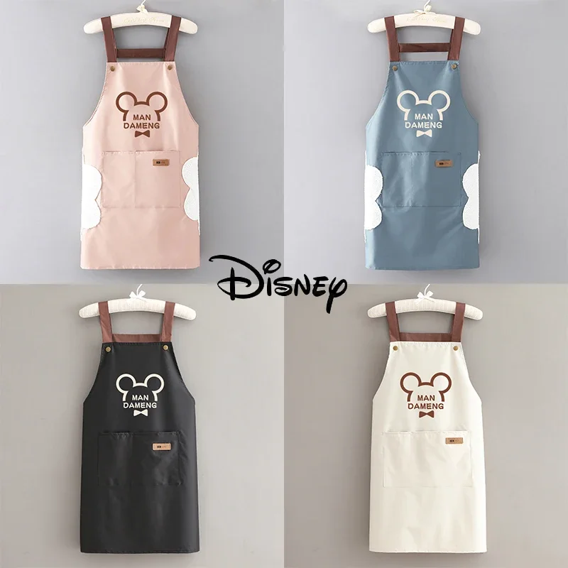 

Женские Кухонные фартуки Disney с Микки Маусом, домашние мужские Кухонные фартуки для выпечки, кухонная водонепроницаемая сумка на пояс