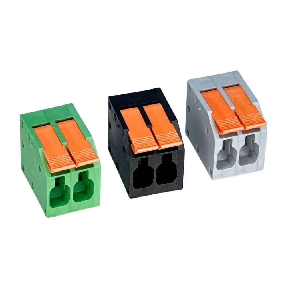 25/50PCS 5.0mm Pitch 2.5mm² 2604-11XX Screwless PCB Terminal Block, Double Row Pin with Handle, Multi-color Spring Terminal