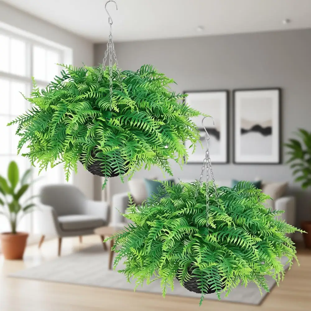 

Outdoor Hanging Planters Set for Boston Fern Greenery, UV-Resistant for Porch, Patio, or Garden Home Decor