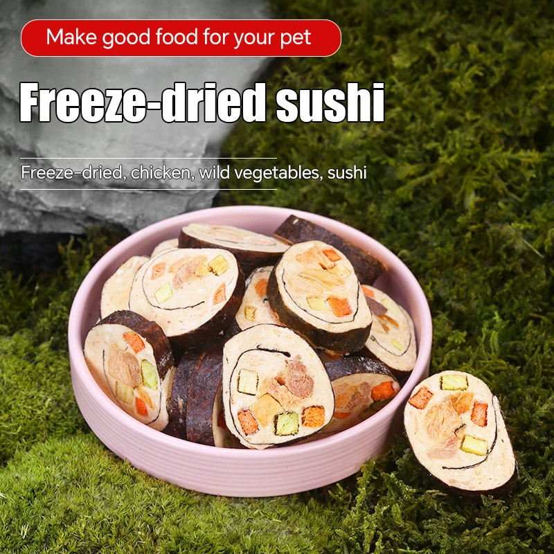 

Pet snacks Freeze-dried chicken cheese fruits and vegetables salmon sushi roll dog cat nutrition meal reward Teddy