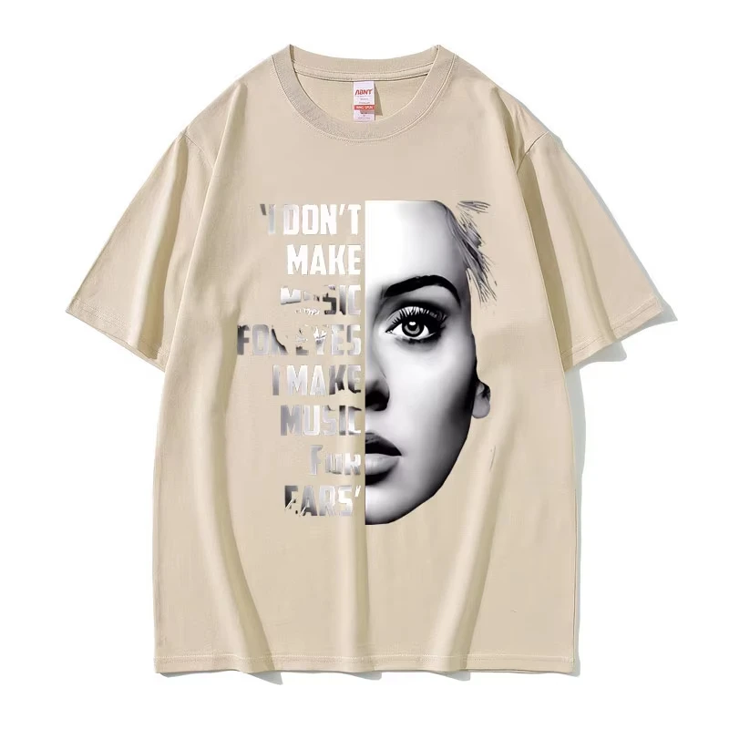أفضل المغني الشهير Adele الوجه الجرافيك تي شيرت الرجال النساء الملابس موضة الطباعة موسيقى البوب تي شيرت الترفيه تيز المشجعين هدية