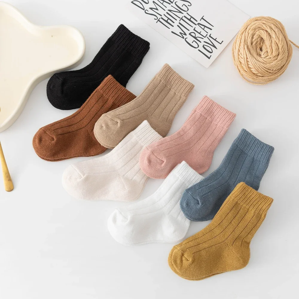 Baby Middle Tube Socks Boys Cotton Candy Color Soft Infant Boys Socks Toddler Newborn Boys Ribbed Cotton Socks For 0-5 Years