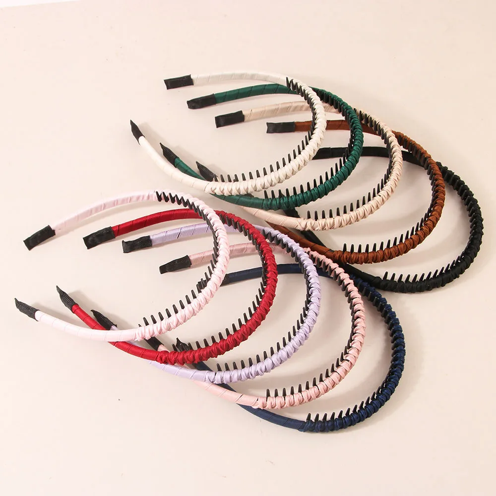 4pcs New Toothed Non-slip Headband Simple Solid Color Wash Face Cloth Hair Hoop Narrow Fashion Hairband Women Hair Accessories