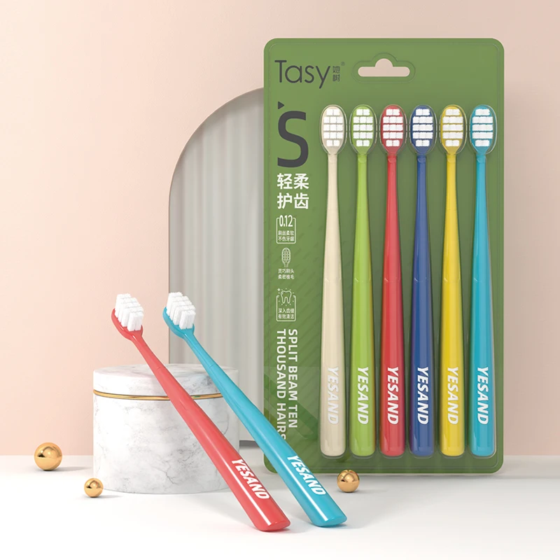 6 Pcs Fine Soft Bristle Toothbrush Set, Family & Couple Kit, Deep Clean & Gentle Dental Care for Adults