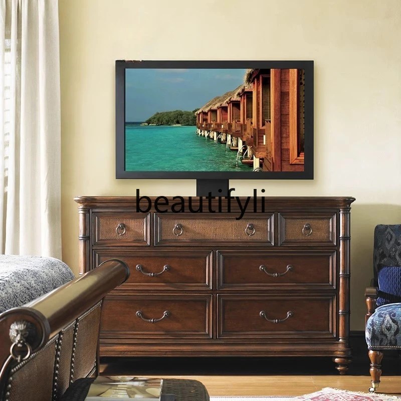 

Solid Wood Vintage Chest of Drawers Bedroom Storage Entryway Living Room Drawer TV Cabinet