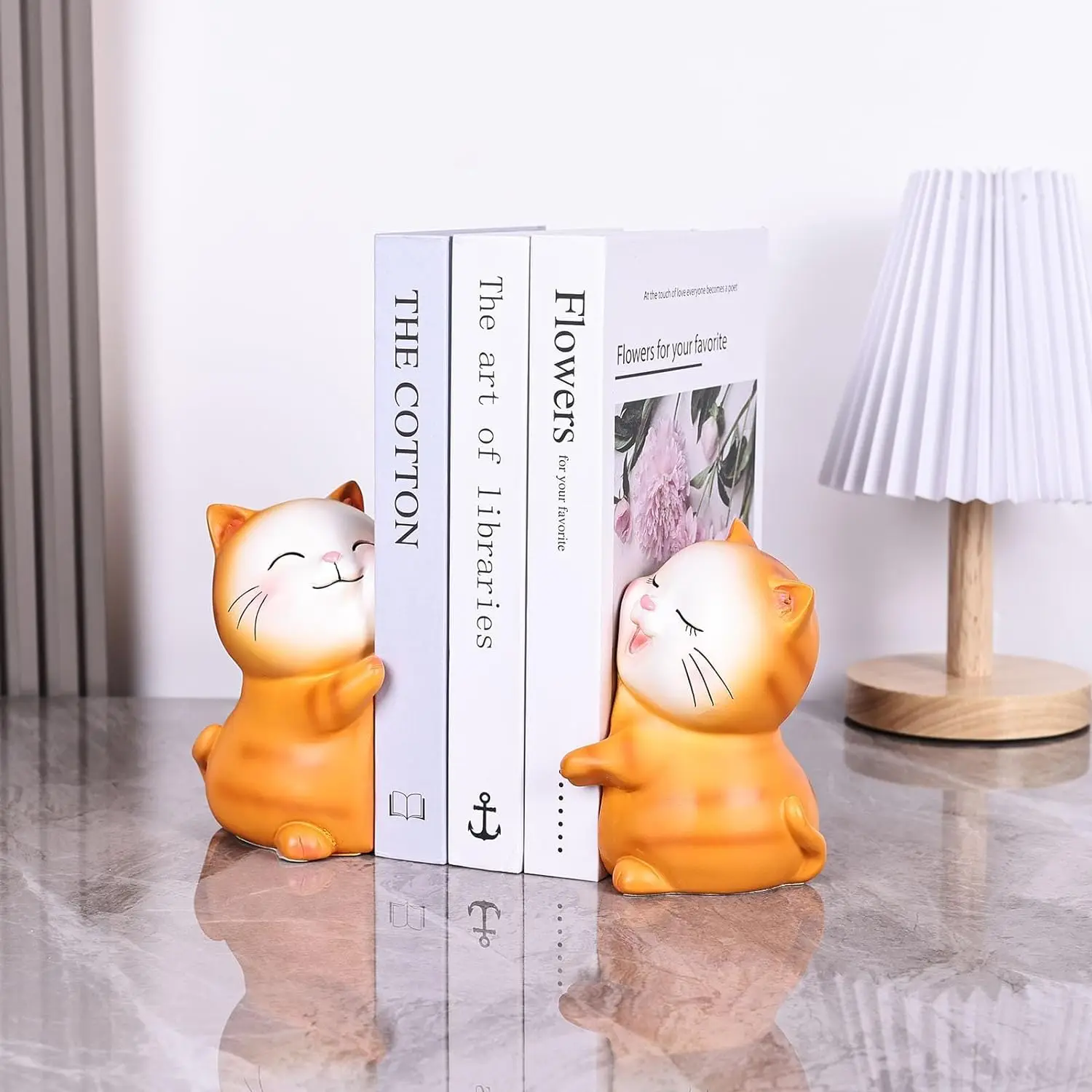 Imagem -03 - Gato Bonito Estante Stopper Animal dos Desenhos Animados Estátuas Creative Desktop Bookends Ornamentos Acessórios Decorativos Conjunto de um Par