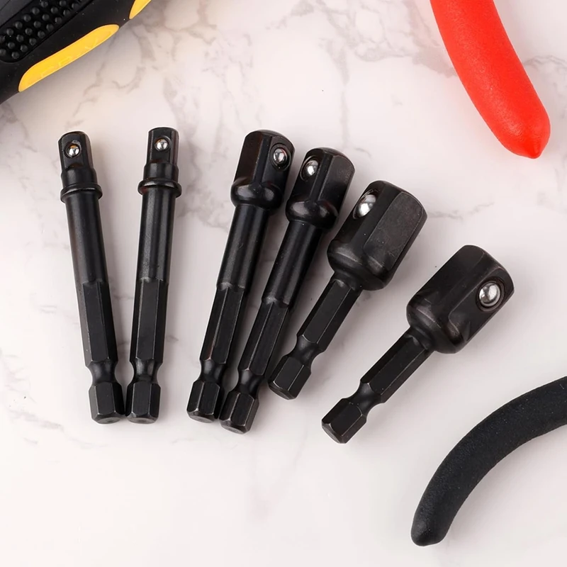 WISH Set di 6 adattatori per prese a percussione, set di conversione per avvitatori a percussione da 1/4,1/2,3/8 pollici Kit di adattatori per prese per trapano