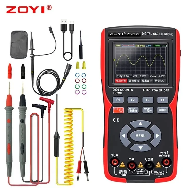 ZOYI ZT702S Digital Multimeter Auto True RMS Tranistor Probe Multimetro Meter 48M/S 10MHZ PC Waveform Data Storage Oscilloscope