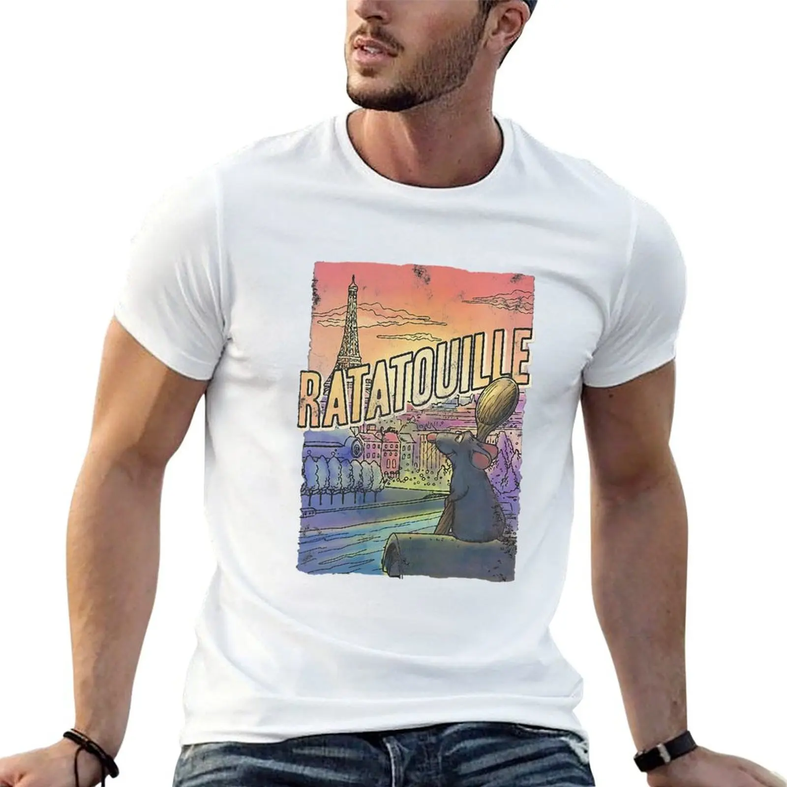 Ratatouille Remy Overlooking Paris Big & Tall T-Shirt tees blue archive tee shirts for men