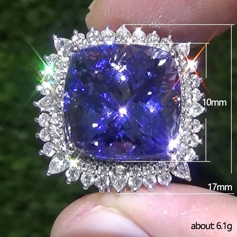 Huitan Gorgeous Blue Cubic Zirconia Ring Women Wedding Anniversary Party Finger Accessories Brilliant Lady\'s Ring Trendy Jewelry