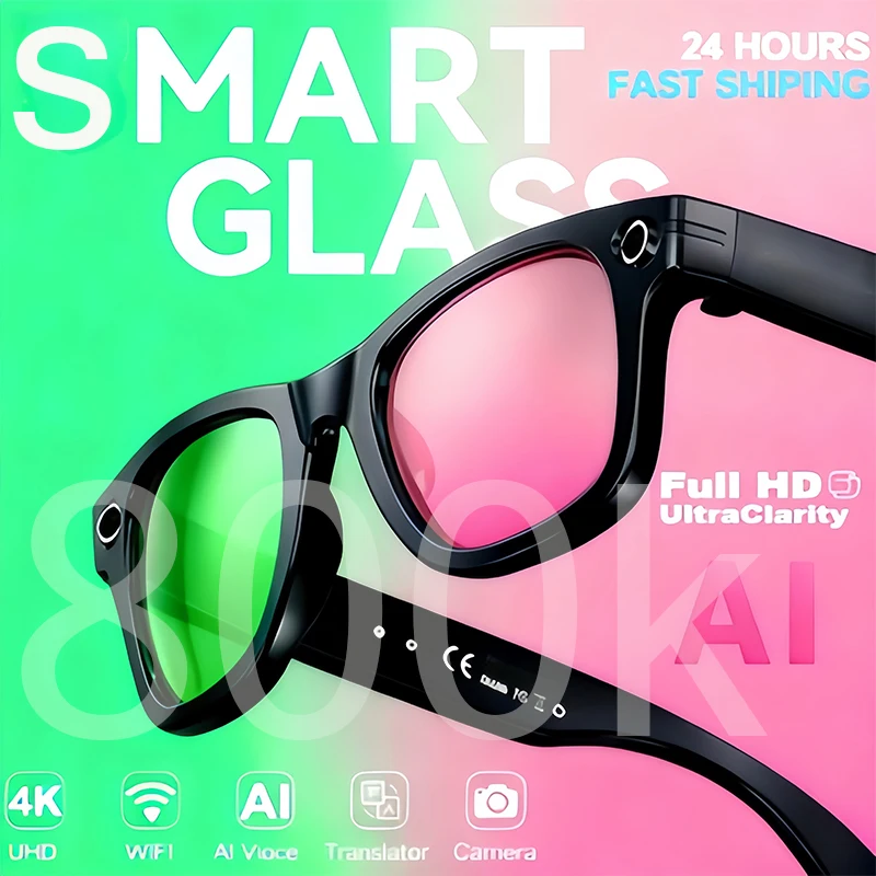 

New 800W Camera AI Glasses Men Color-Changing Smart Translation Glasses Photo Video Recording Waterproof Call Smart Sunglasses