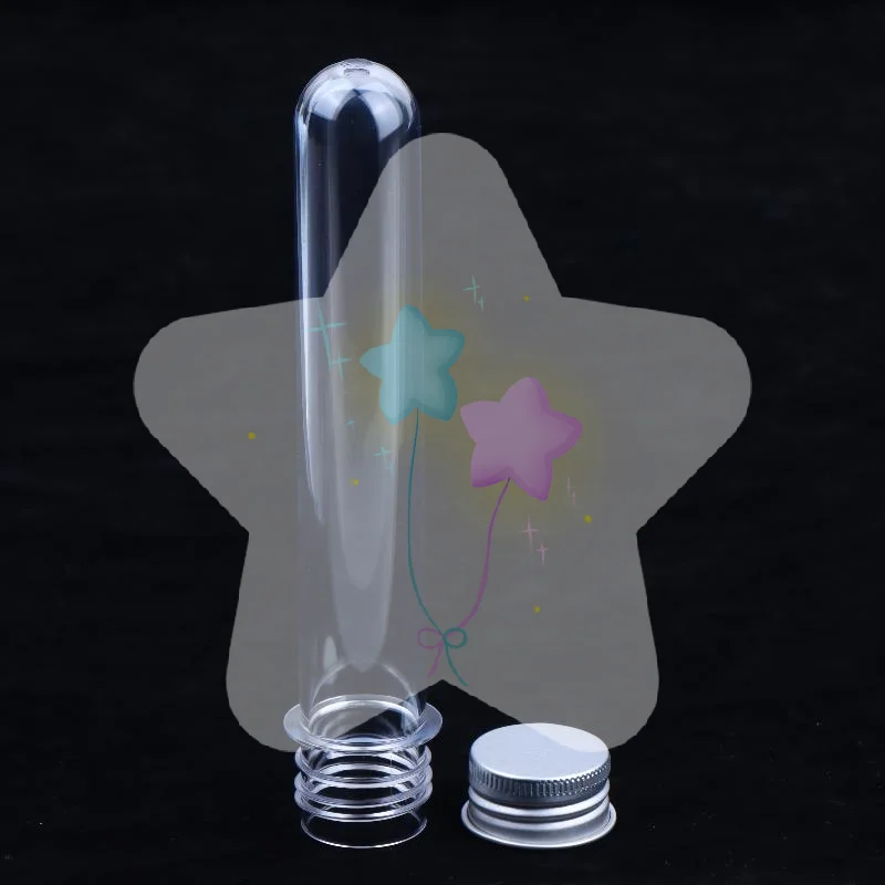 50ml Refillable PET Test Tube Bottle Transparent Cylindrical Plastic Vial for Home Essential Oil Storage 1Pcs