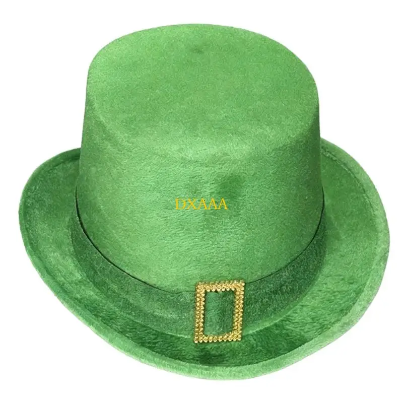 DXAA Cappello a cilindro verde Cosplay Cappello Homburg per uomo Donna Puntelli da indossare per le vacanze irlandesi