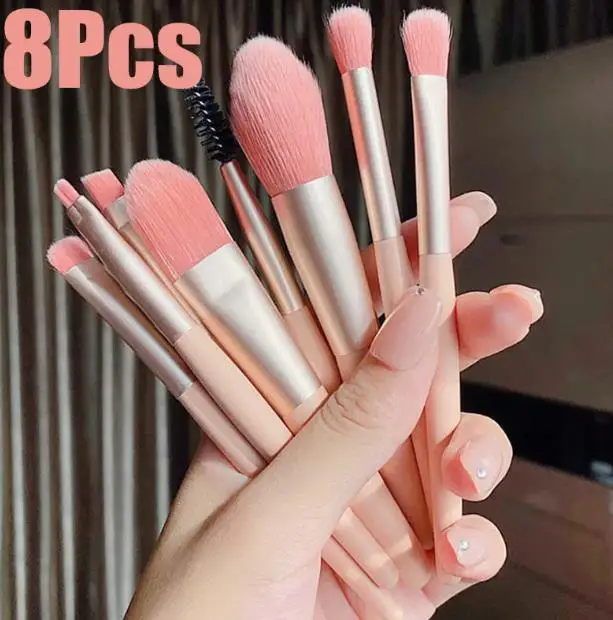 New 8Pcs Makeup Brush Set Makeup Concealer Brush Blush Loose Powder Brush Eye Shadow Highlighter Foundation Brush Beauty Tools