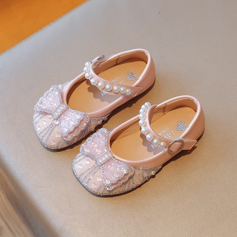 Petites chaussures de princesse en cuir pour filles, chaussures pour enfants, chaussures de bébé en cristal brillant, printemps et automne, nouveau, 2022