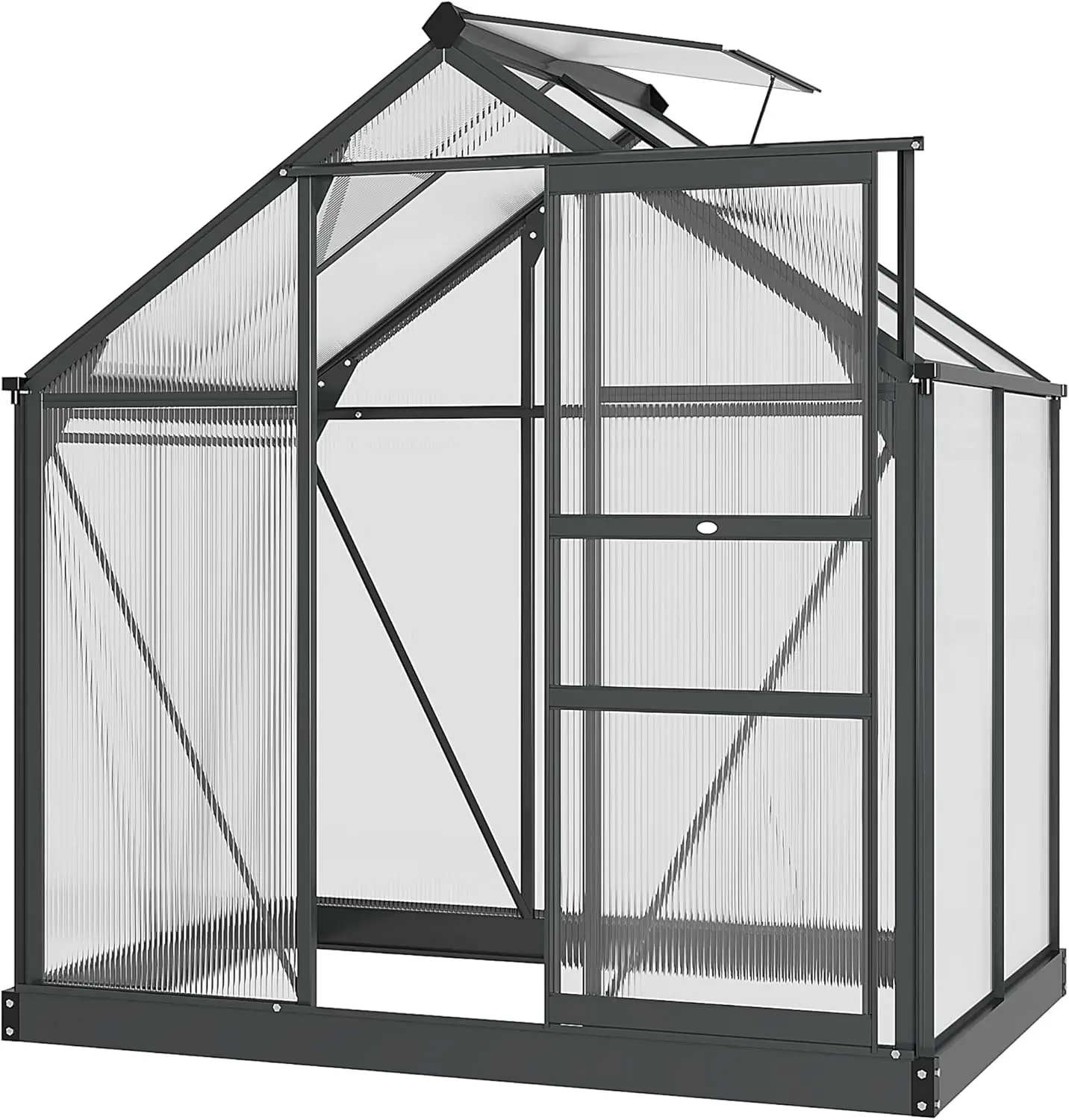 Outsunny 6' X 4' Greenhouse For Outdoors, Polycarbonate Greenhouse With Rain Gutter And Roof Vent, Aluminum Walk-In Green