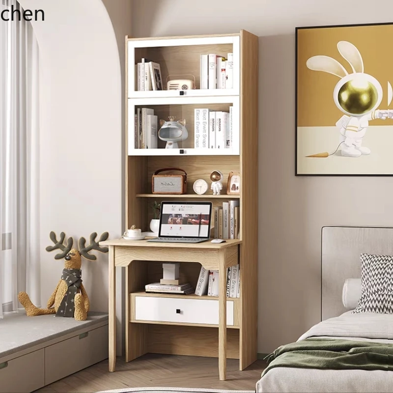 YFY  folding desk bookshelf integrated computer desk household desktop bookcase student table bedroom simple study retractable